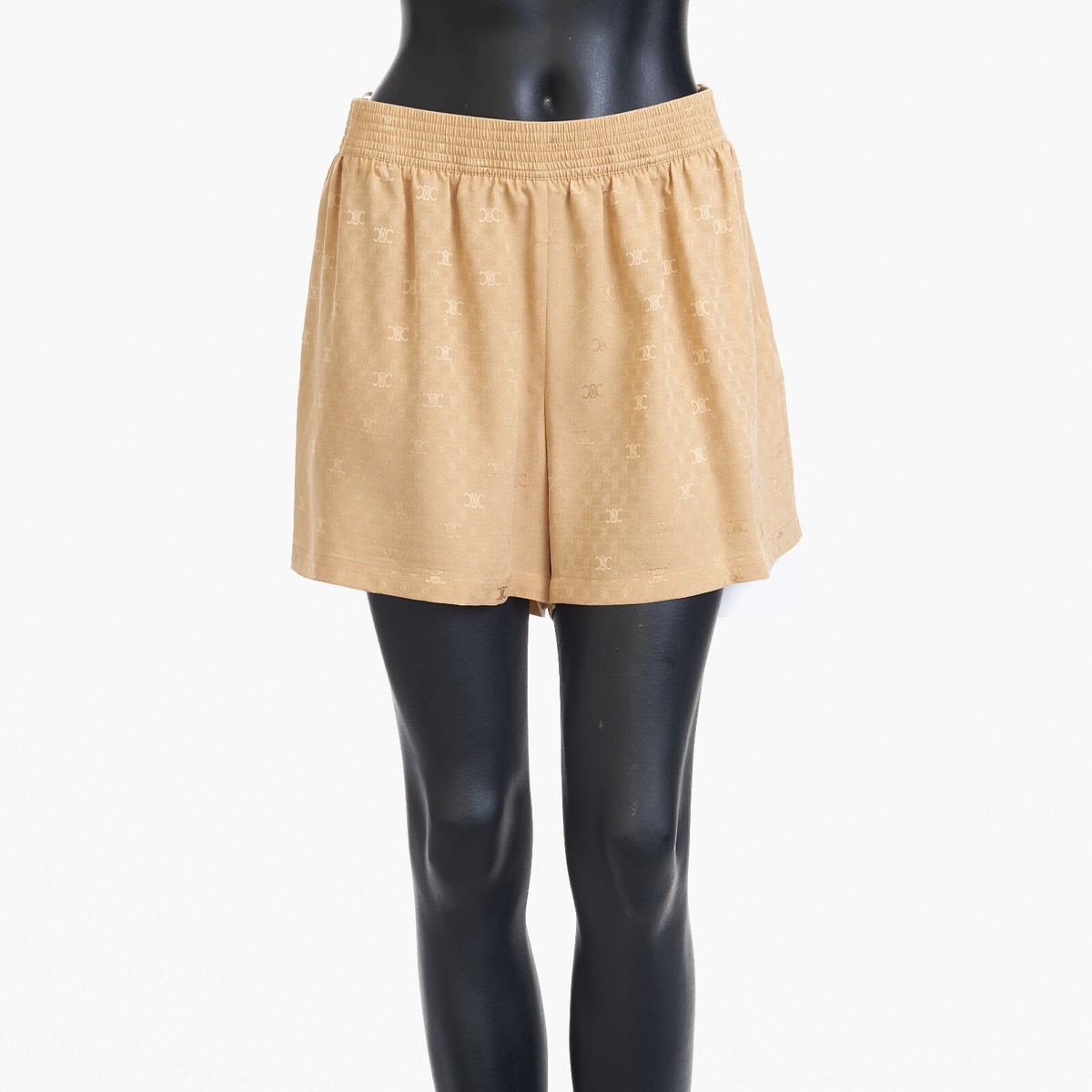CELINE 1200$ Triomphe Shorts - Caramel Shiny Matte Silk | eBay