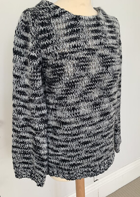 Maje Pullover grau Silberfaden Wolle & Angora Größe XS / Small gebraucht leicht getragen