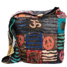 Patchwork Tasche Schultertasche Umhängetasche OM Beutel Hippie Goa Peace