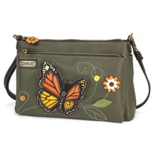 Chala Monarch Butterfly Deluxe Crossbody RFID Protected Vegan Leather Bag NWT