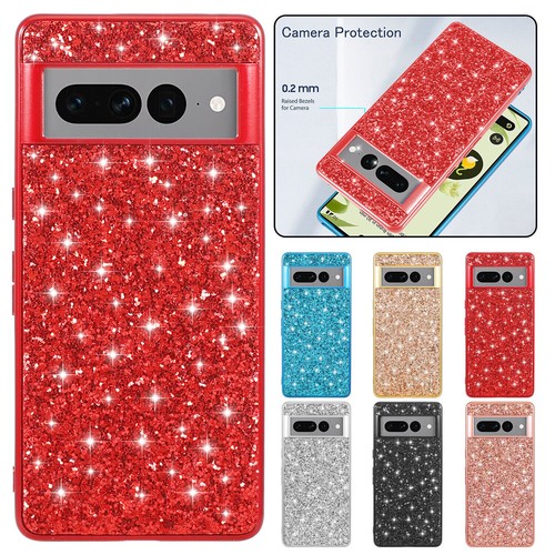 Phone Case For Google Pixel 8 Pro 8 7 Pro 7A 7 6 Pro 6A Glitter Shockproof Cover - Picture 12 of 21
