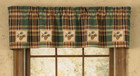 Wood River Pinecone Patch Lined Cotton Cabin Window Valance 60 x 14 Home Decor