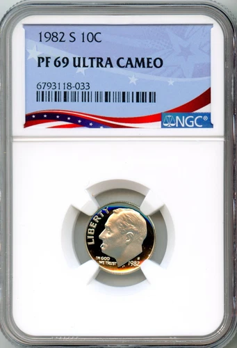 NGC - Roosevelt Dime - 10c - 1982 S - PF-69-UC - Ultra Cameo