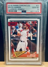 2018 Panini Chronicles Classics Purple 8/10 Bryce Harper #21 GEM MINT PSA 10 