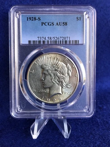 1928-S Peace Silver Dollar $1 *PCGS AU58 Choice About Uncirculated* White Coin