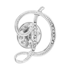 Rhinestone Letter Lapel Pins Alphabet Brooch Pins Silver Tone Letter D