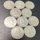 Franklin Half Dollar Lot of 10 Silver 50C Coins Various Years Circulated