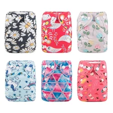 ALVABABY 6pcs with 12 Inserts Baby Cloth Diapers Pocket Newborn Diaper for Le...