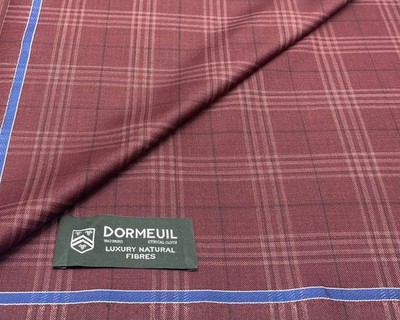 Rot karierter Ganzwollstoff Forever Green Anzugstoff Dormeuil, 3,75m x 1,50m