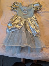 Disney Cinderella Fantasy Play Costume Gown Dress Girls Size 4 - 6X Blue White