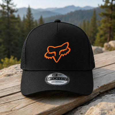 Fox Orange Embroidered Logo Trucker Hat Adjustable Snapback Unisex
