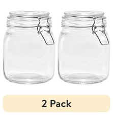 2 pack 38 oz Glass Food Storage Jar Canister with Locking Airtight Lid,Kitchen