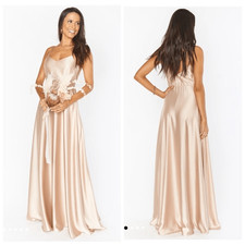 NWOT Show Me Your MuMu Faith Maxi Dress in Champagne Luxe Satin