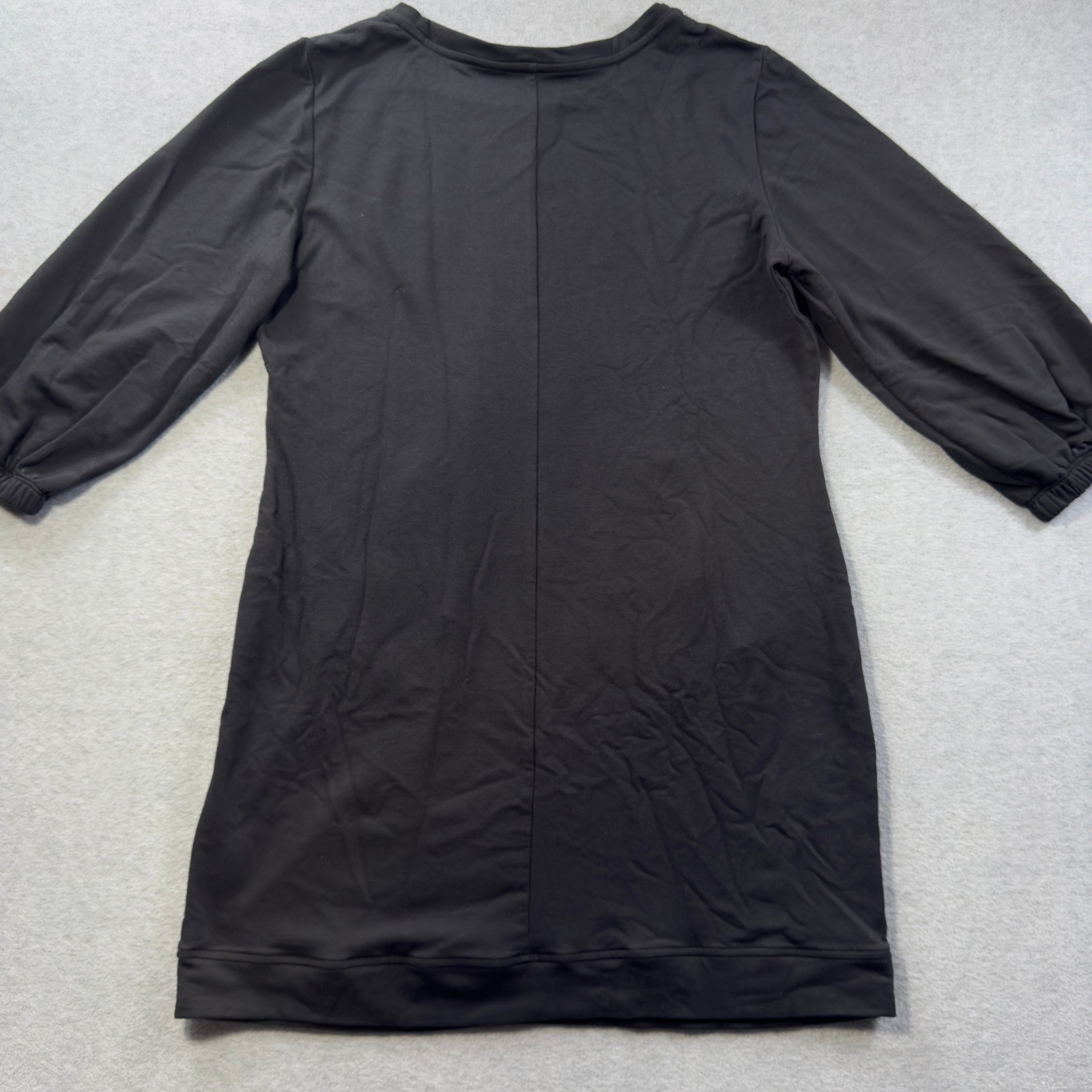Soho Street Sweatshirt Dress Womens L Black Embroidered Balloon Sleeve Pockets image 4