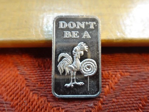 Rooster One Tenth 1/10 Oz .999 Silver Bullion Bar - No Reserve - Free S&H USA