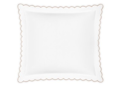 NWT Matouk Dakota Ceylon Cotton Percale ONE EURO Pillowsham White / Champagne