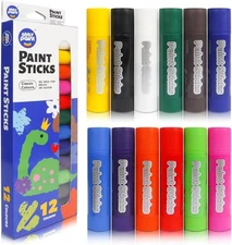 12 Colors Paint Sticks, 0.85 Ounce (Pack of 12), 12 Classic 