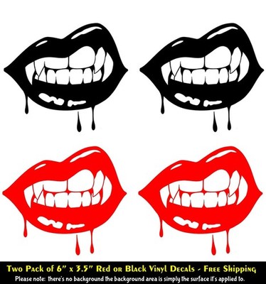 Vampire Dracula Kiss Lips Two PK 5'' Vinyl Decals Car Truck Window Laptop Tablet