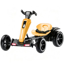 Kids 12V Electric Foldable Go Kart Non-Slip EVA Wheels Outdoor Ride On ToyYellow