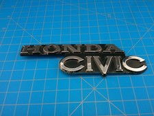 Vintage Honda Civic Emblem Badge Chrome Trunk Nameplate Black Letters