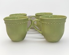 Pottery Barn Emma Celadon Green Mugs Beaded Edge Coffee Mugs Tea Mug  Set of 4