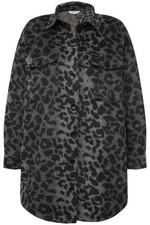 Studio Untold Damen große Größen Hemdjacke oversized Leo Plüsch Hemdkragen