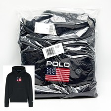  NEW Men Polo RALPH LAUREN SPORT Black Cotton Blend Hoodie 710P05442003   