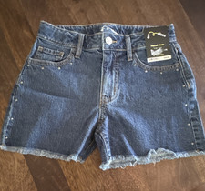 art class Girls Relaxed High Rise Denim Shorts Blue L 10/12 Frayed Hem