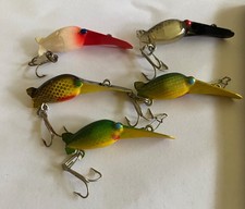 5 vintage Luhr Jensen HOT SHOT Lures 2-1/4" Hot Colors pre Rapala