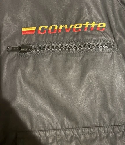 Corvette Design Men’s Black Bomber Jacket Full Zip Embroidered Logo Pockets L image 2