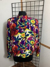 DONCASTER SILKS hidden Buttonfront L/S Lined Floral 100 Silk Jacket Size L