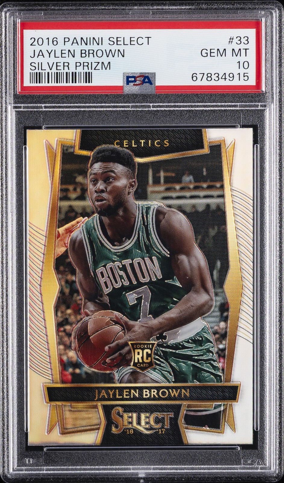 2016 PANINI SELECT SILVER PRIZM #33 JAYLEN BROWN ROOKIE RC PSA 10