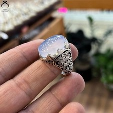 Authentic Yemeni Aqeeq Ring 925 Silver Natural Handmade Purple Agate Jewelry