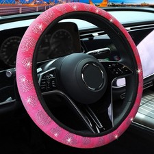 15Inch Diamond Heart Flash Car Decor Steering Wheel Cover Accessories for Women