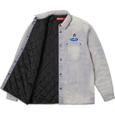 Supreme Quilted Lined Denim Snap Shirt Stripe (Size Medium