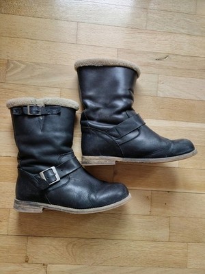 Buffalo London Winter Boots Gefüttert Gr. 39 Leder schwarz