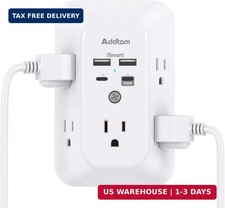 Addtam USB Wall Charger Surge Protector, 5 Outlet Extender with 4 USB Charging P