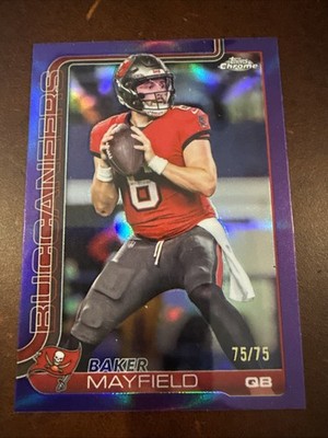 2025 Topps Chrome Baker Mayfield Purple Refractor 75/75 Bucs BOOKEND 🔥