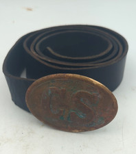 Vintage Brass CS Civil War Belt Buckle Confederate States Belt Buckle And Belt