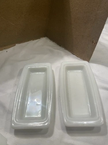 2 Pyrex Butter Dish Bottom Trays - Replacement White 72-B & Other Pyrex Bottoms