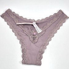 Victoria's Secret Dream Angels Brazilian Cheeky Panty Medium Dark Grey Lace Trim