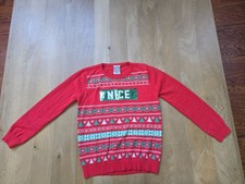Well Worn Holiday Sweater Size 10/12 Sequin Reversable NICE/ NAUGHTY