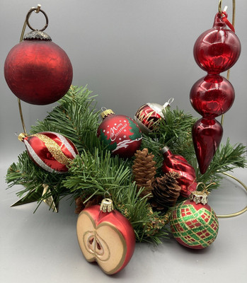 It's All About The Red! Great Variety of 8 Glass Christmas Ornaments Some Marked
