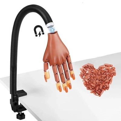 Übungshand Für Nageldesign ABS-Nagel-Übungshand Übungsmodell 100× Nail Tips Set