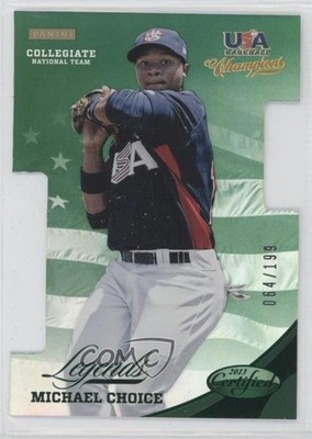 2013 Panini USA Baseball Champions Mirror Green 64/199 Michael Choice #10 0q3
