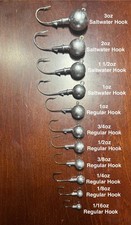 Round Jig Heads Bulk-1/16oz 1/8oz 1/4oz 3/8oz 1/2oz 3/4oz 1oz 1.5oz 2oz 3oz