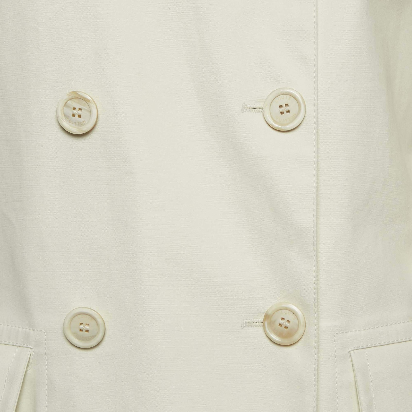 Louis Vuitton OffWhite Gabardine Double Breasted Trench Coat S thumbnail 3
