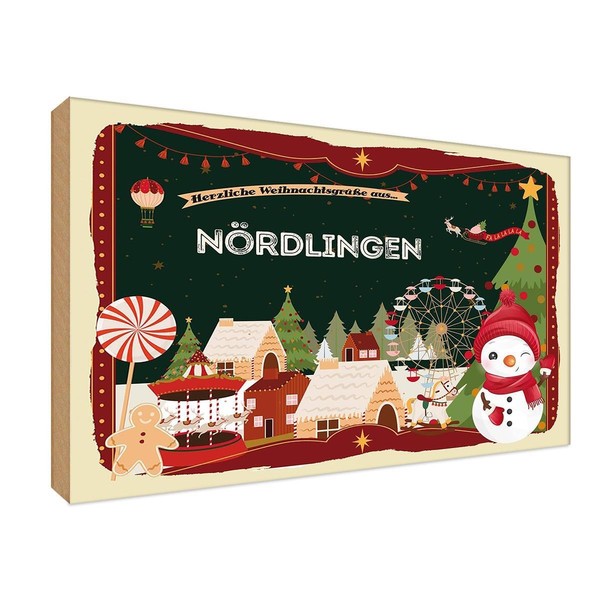 Holzschild 12X18 Cm Weihnachten NÖRdlingen Deko Geschenk Holz Schild-image