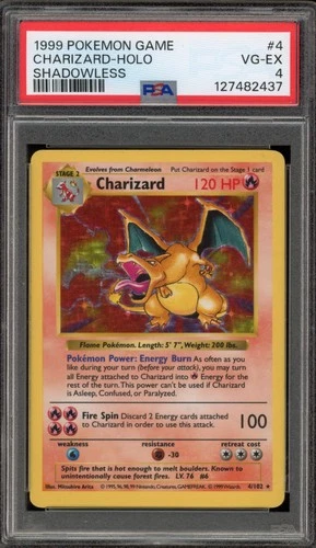 Pokemon Charizard Base Set Shadowless Holo Rare #4 PSA 4