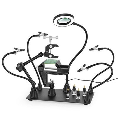 Magnetic Helping Hands Soldering Third Hand Pcb Circuit Board Holder With 3x Led